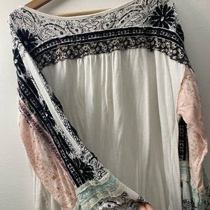 Free People Long Bell Sleeve Embroidered Long Sleeve
